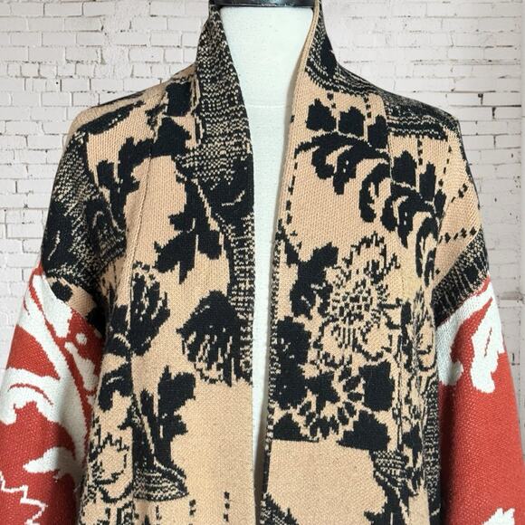 Anthropologie Lola Cardigan Sweater Sz XS/S Oversized Black Multi Floral Boho - Picture 4 of 14